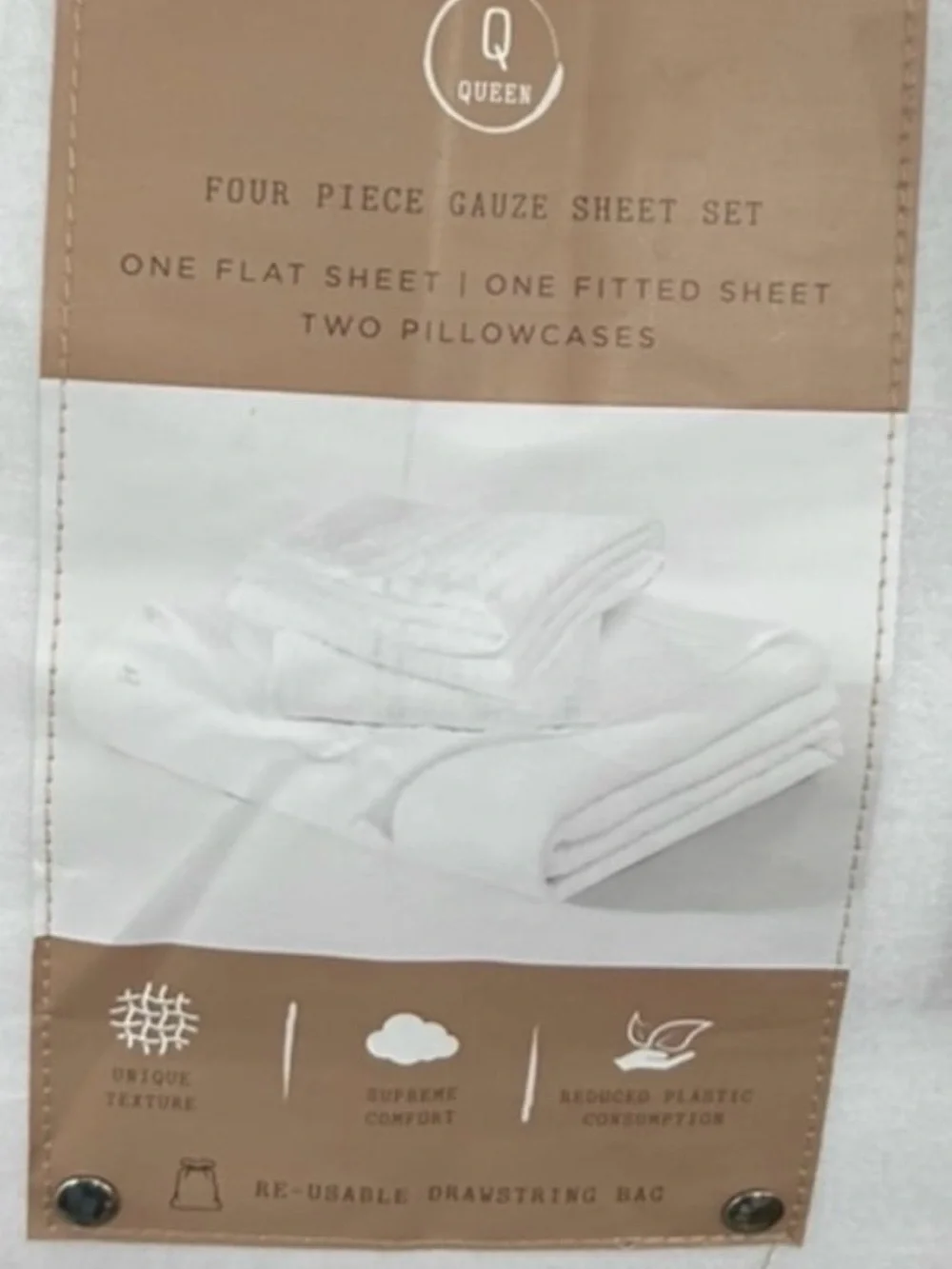 Bed Theory Co. Four Piece Gauze Queen White Sheet Set Soft Unique Texture